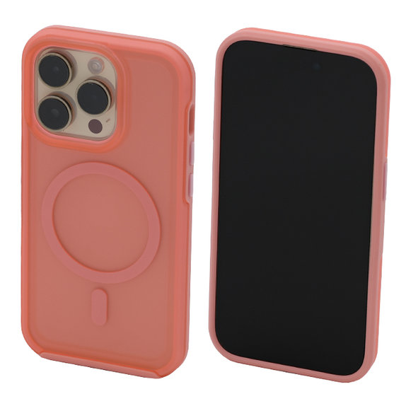 FixPremium - Coque Clear sMagSafe pour iPhone 14 Pro, rose pêche