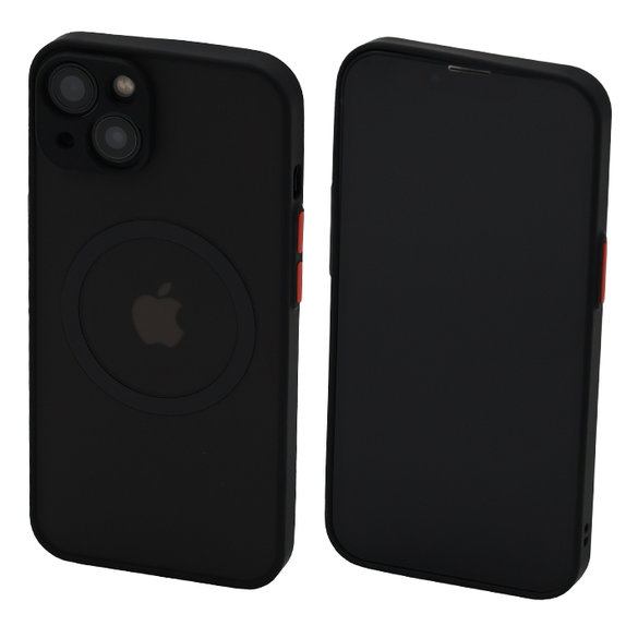 FixPremium - Étui Matte avec MagSafe pour iPhone 13 a 14, noir