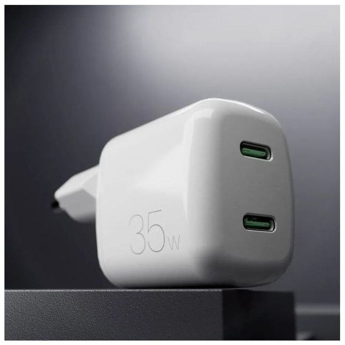 PURO - Adaptateur de charge MiniPro 2x USB-C, GaN, 35W, blanc