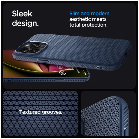 Spigen - Étui Liquid Air pour iPhone 15 Pro Max, Navy Blue