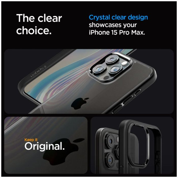 Spigen - Étui Ultra Hybrid pour iPhone 15 Pro Max, Matte Black