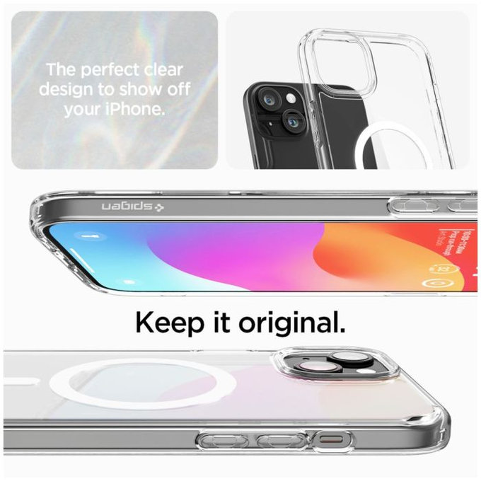 Spigen - Étui Ultra Hybrid avec MagSafe pour iPhone 15 Plus, blanc