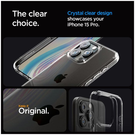 Spigen - Étui Ultra Hybrid pour iPhone 15 Pro, Crystal Clear