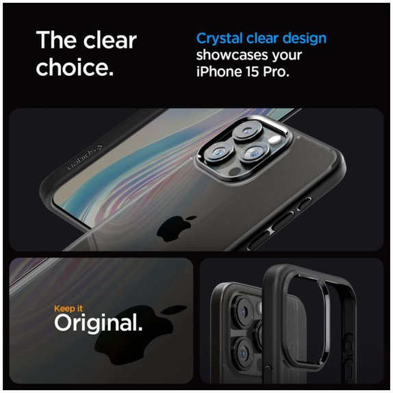Spigen - Étui Ultra Hybrid pour iPhone 15 Pro, Matte Black