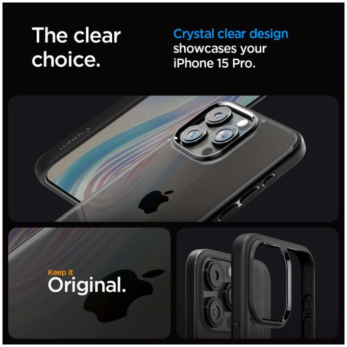 Spigen - Étui Ultra Hybrid pour iPhone 15 Pro, Matte Black