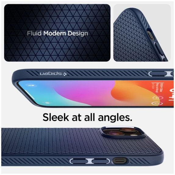 Spigen - Étui Liquid Air pour iPhone 15, Navy Blue