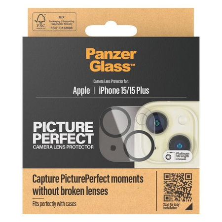 PanzerGlass - Couvercle de Protection d'Objectif d'Appareil PicturePerfect pour iPhone 15 et 15 Plus, transparent