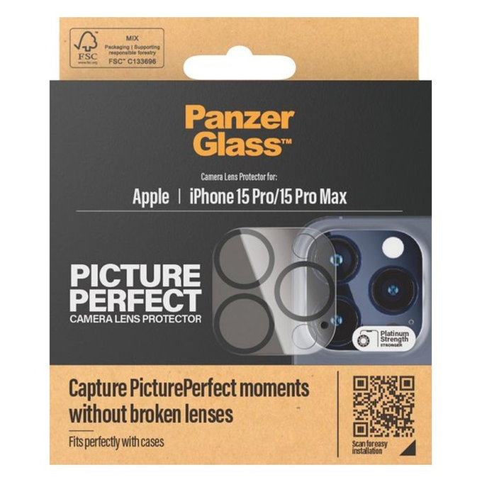 PanzerGlass - Couvercle de Protection d'Objectif d'Appareil PicturePerfect pour iPhone 15 Pro et 15 Pro Max, transparent