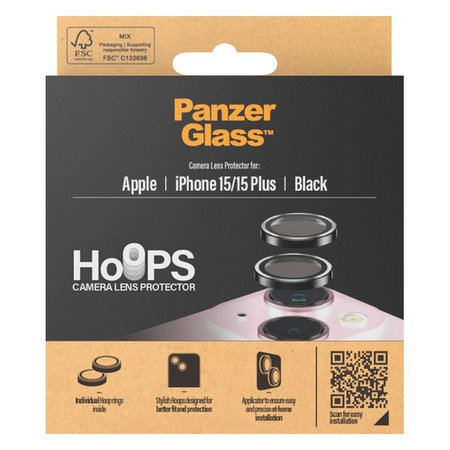 PanzerGlass - Couvercle de Protection d'Objectif d'Appareil Hoops pour iPhone 15 et 15 Plus, transparent