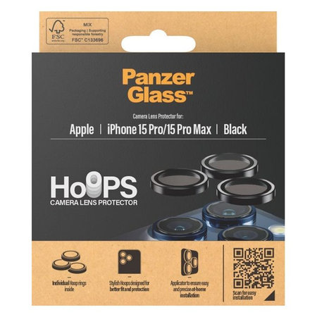 PanzerGlass - Couvercle de Protection d'Objectif d'Appareil Hoops pour iPhone 15 Pro et 15 Pro Max, transparent