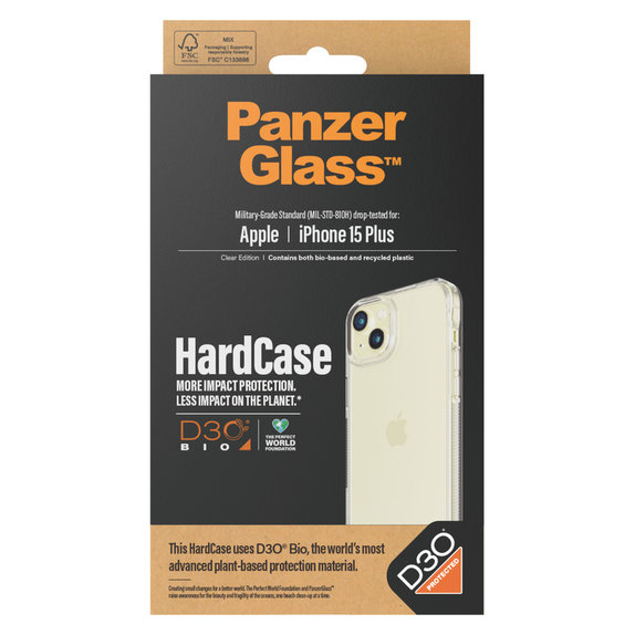 Étui HardCase D3O pour iPhone 15 Plus, Transparent, PanzerGlass