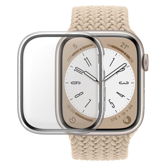 Verre trempé Full Body D3O pour Apple Watch 9/8/7 45 mm, Transparent, PanzerGlass