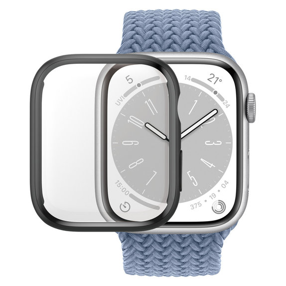 Verre trempé Full Body D3O pour Apple Watch 9/8/7 41 mm, Noir, PanzerGlass