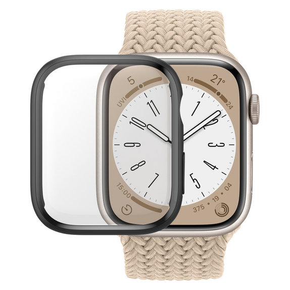 Verre trempé Full Body D3O pour Apple Watch 9/8/7 45 mm, Noir, PanzerGlass