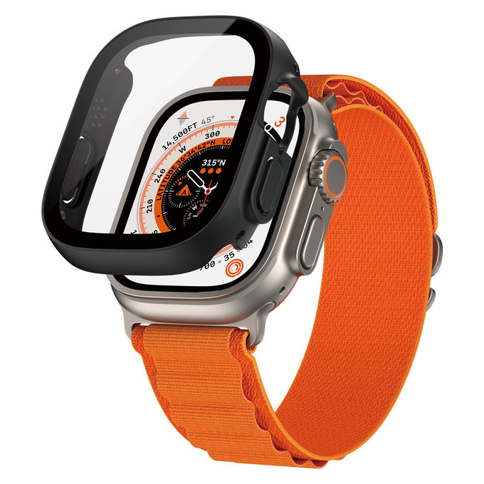 Verre trempé Full Body D3O pour Apple Watch Ultra/Ultra 2, Noir, PanzerGlass