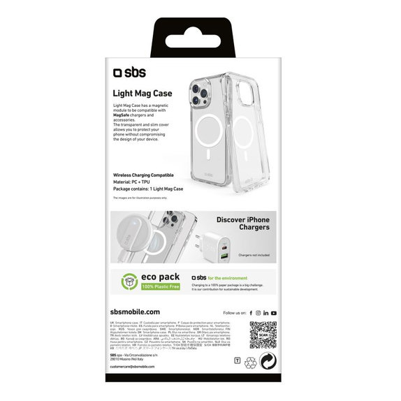SBS - Étui Light Mag avec MagSafe pour iPhone 15 Pro Max, transparente