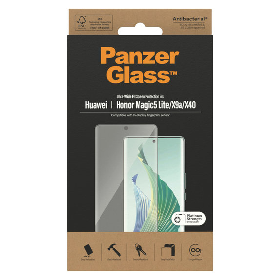 Verre trempé UWF pour Honor Magic5 Lite, Noir, PanzerGlass