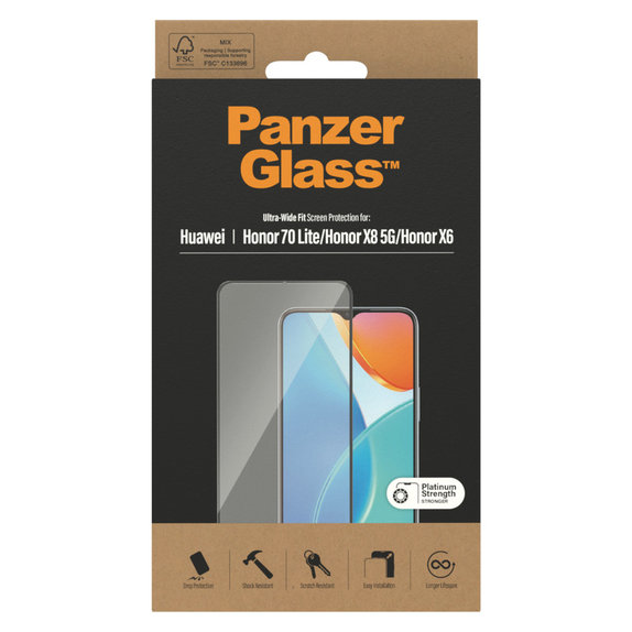 Verre trempé UWF pour Honor 70 Lite, Noir, PanzerGlass