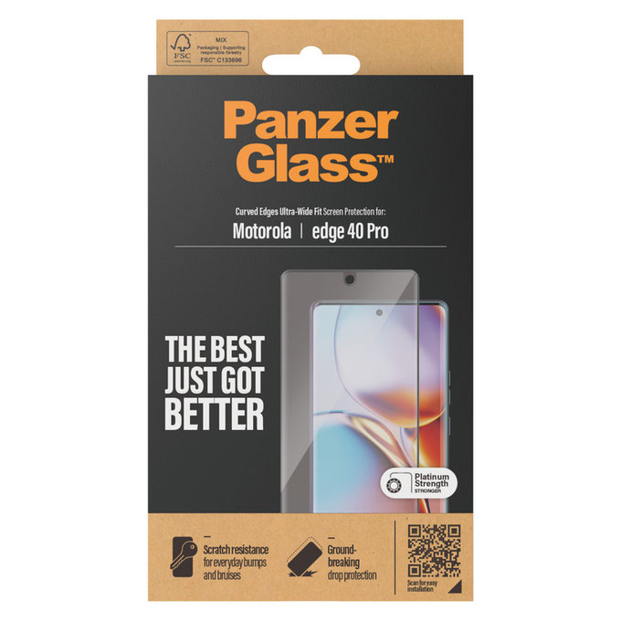 Verre trempé UWF pour Motorola Edge 40 Pro, Noir, PanzerGlass