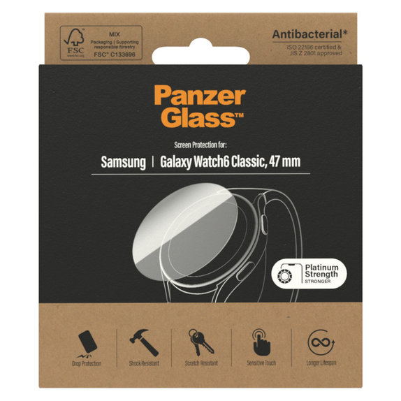 Verre trempé Flat Glass AB pour Samsung Galaxy Watch6 47 mm, Clair, PanzerGlass