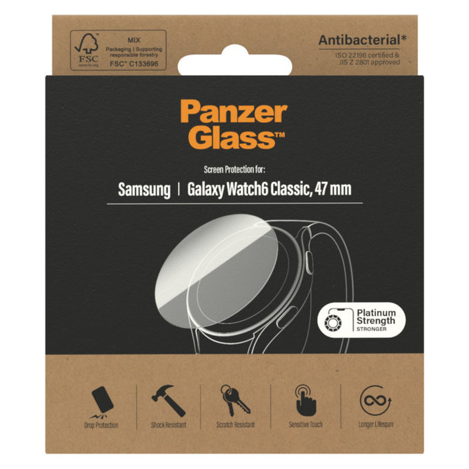 Verre trempé Flat Glass AB pour Samsung Galaxy Watch6 47 mm, Clair, PanzerGlass
