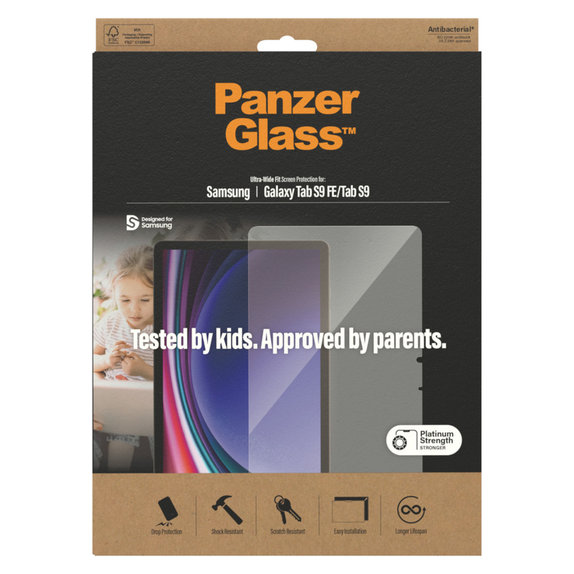 Verre trempé UWF AB pour Samsung Galaxy Tab S9/S9 FE, Clair, PanzerGlass