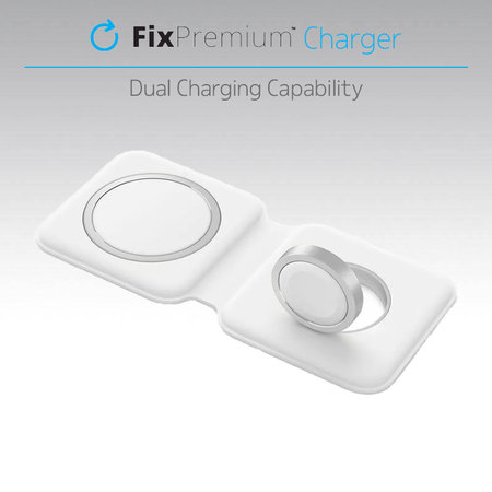 FixPremium - MagSafe Duo pour iPhone a Apple Watch, blanc