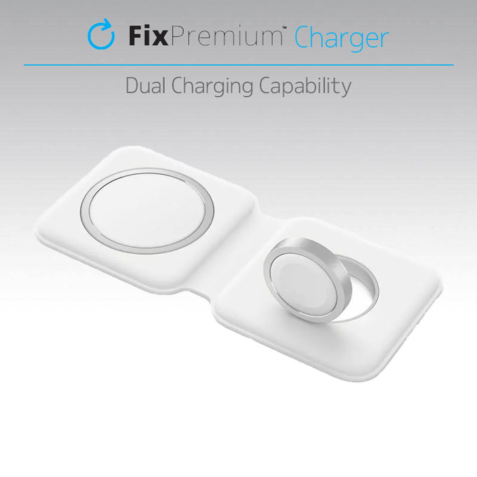 FixPremium - MagSafe Duo pour iPhone a Apple Watch, blanc