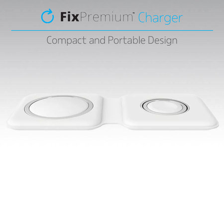 FixPremium - MagSafe Duo pour iPhone a Apple Watch, blanc