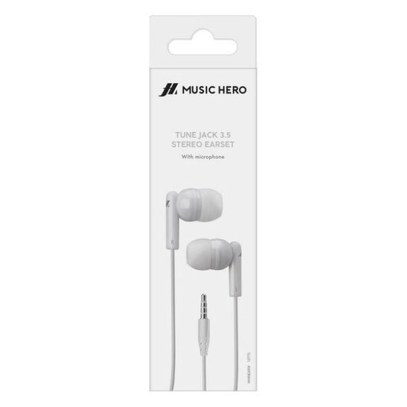 Music Hero - Stereo Écouteurs Tune, Jack 3.5mm, blanc