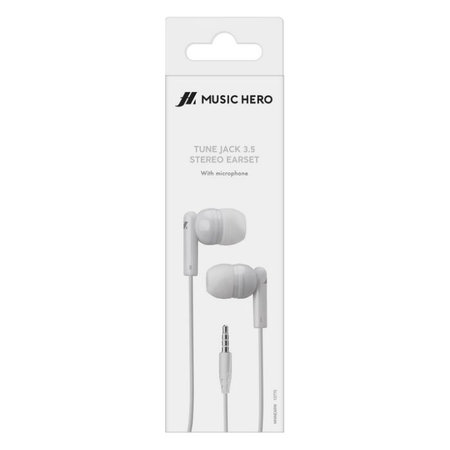 Music Hero - Stereo Écouteurs Tune, Jack 3.5mm, blanc