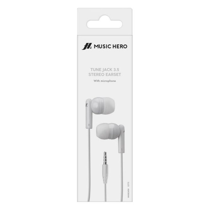 Music Hero - Stereo Écouteurs Tune, Jack 3.5mm, blanc