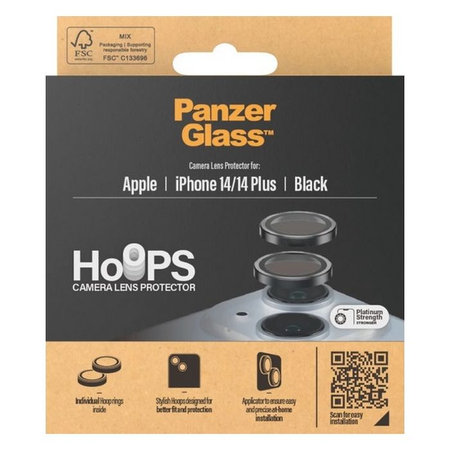 PanzerGlass - Couvercle de Protection d'Objectif d'Appareil Hoops pour iPhone 14 a 14 Plus, noir