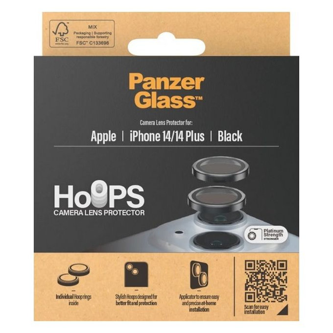 PanzerGlass - Couvercle de Protection d'Objectif d'Appareil Hoops pour iPhone 14 a 14 Plus, noir