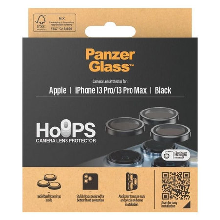 PanzerGlass - Couvercle de Protection d'Objectif d'Appareil Hoops pour iPhone 13 Pro a 13 Pro Max, noir