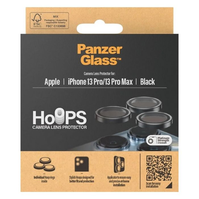 PanzerGlass - Couvercle de Protection d'Objectif d'Appareil Hoops pour iPhone 13 Pro a 13 Pro Max, noir