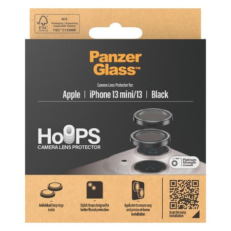 PanzerGlass - Couvercle de Protection d'Objectif d'Appareil Hoops pour iPhone 13 a 13 mini, noir