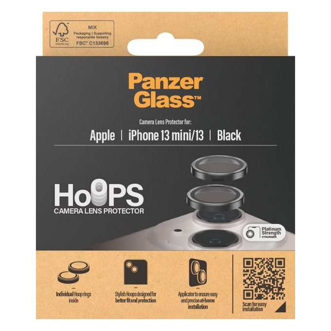 PanzerGlass - Couvercle de Protection d'Objectif d'Appareil Hoops pour iPhone 13 a 13 mini, noir