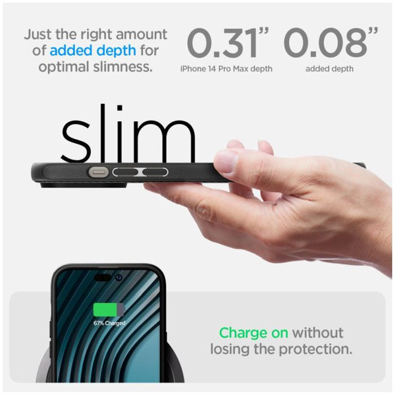 Spigen - Étui Mag Armor avec MagSafe pour iPhone 14 Pro Max, Matte Black