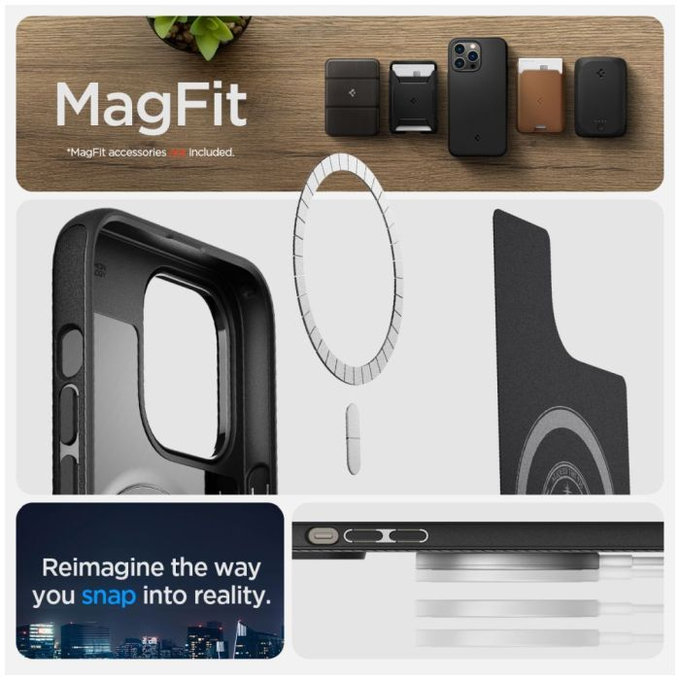 Spigen - Étui Mag Armor avec MagSafe pour iPhone 14 Pro, Matte Black