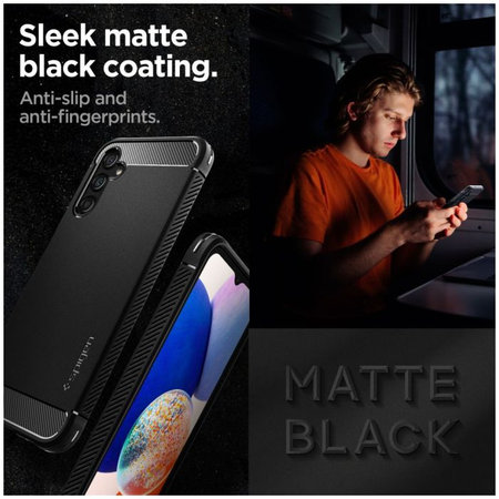 Spigen - Étui Rugged Armor pour Samsung Galaxy A14 4G, Matte Black