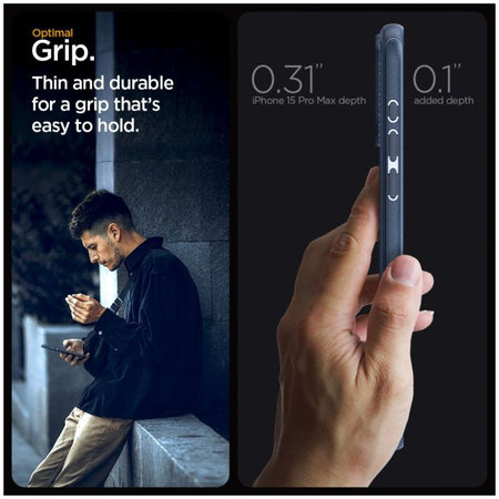 Spigen - Étui Mag Armor avec MagSafe pour iPhone 15 Pro Max, Navy Blue