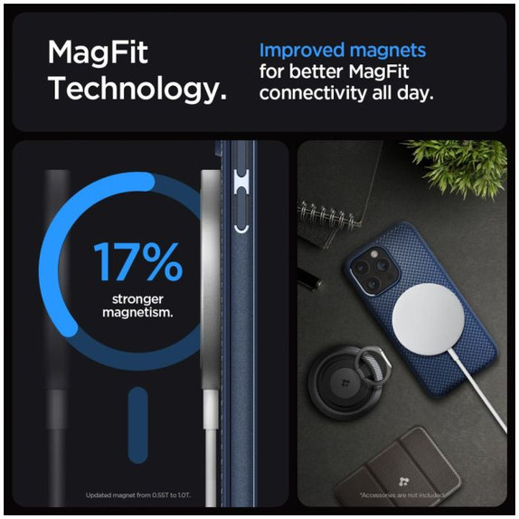 Spigen - Étui Mag Armor avec MagSafe pour iPhone 15 Pro Max, Navy Blue
