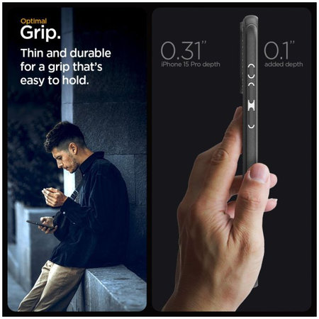 Spigen - Étui Mag Armor avec MagSafe pour iPhone 15 Pro, Matte Black