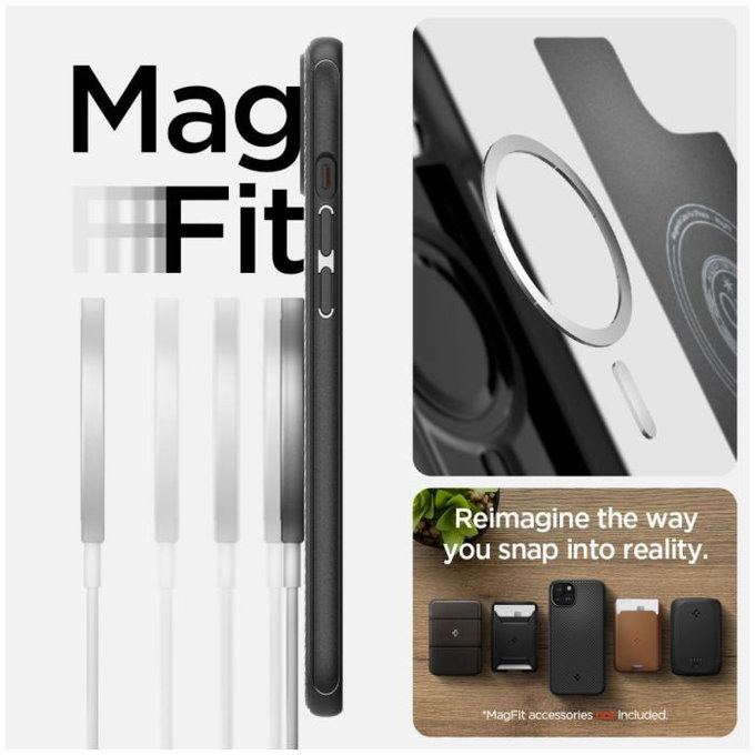Spigen - Étui Mag Armor avec MagSafe pour iPhone 15, Matte Black