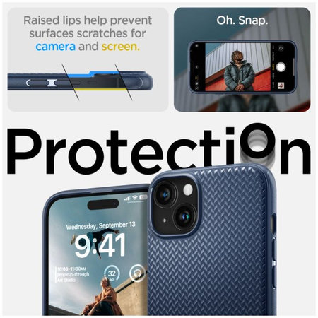 Spigen - Étui Mag Armor avec MagSafe pour iPhone 15, Navy Blue