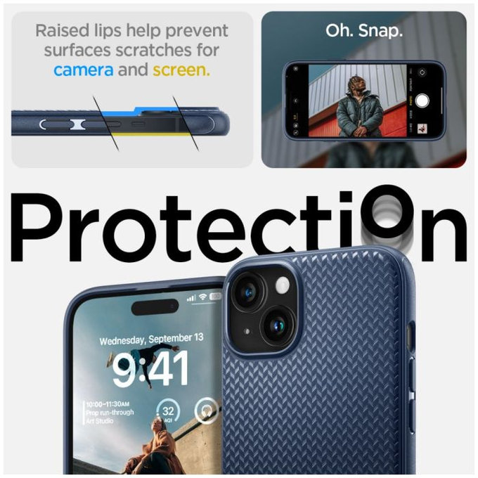 Spigen - Étui Mag Armor avec MagSafe pour iPhone 15, Navy Blue