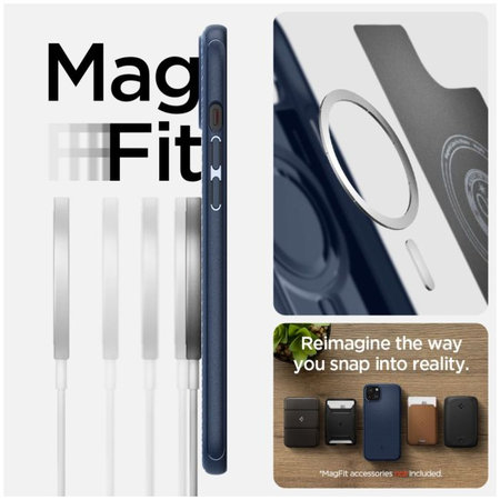 Spigen - Étui Mag Armor avec MagSafe pour iPhone 15, Navy Blue