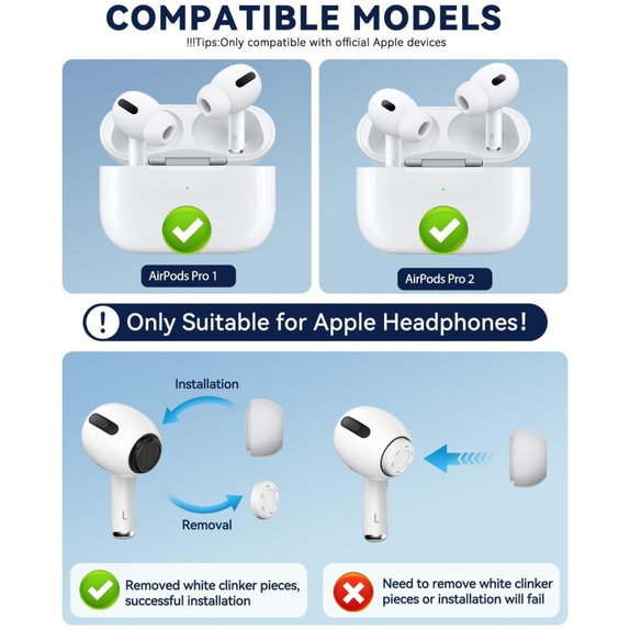 FixPremium - AirPods Pro Tips - Lot de 2 pièces (L, S), white