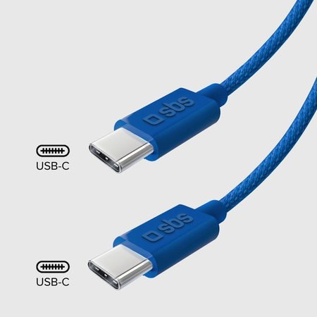 SBS - Câble USB-C/USB-C, 60W, PD, 1.5m, bleu